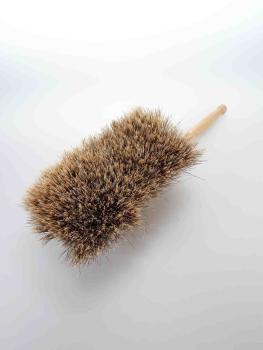 Fein-Handfeger Rosshaar braun geschlitzt mit weisser Spitze